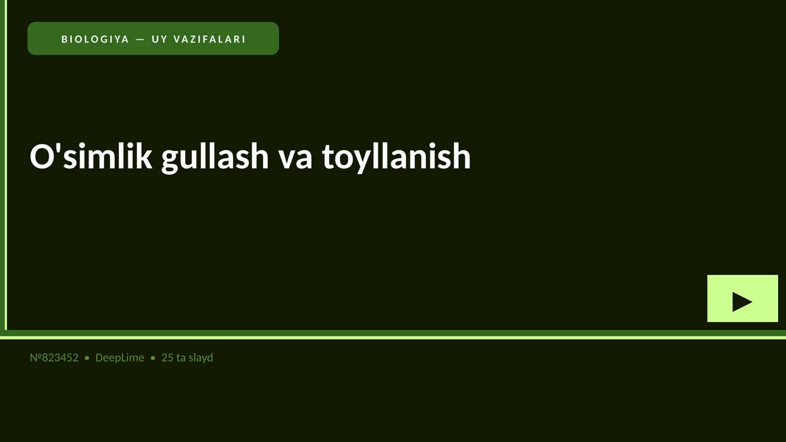 Biologiya — Uy Vazifalari