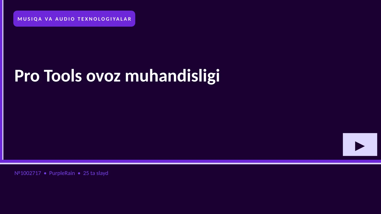Pro Tools ovoz muhandisligi