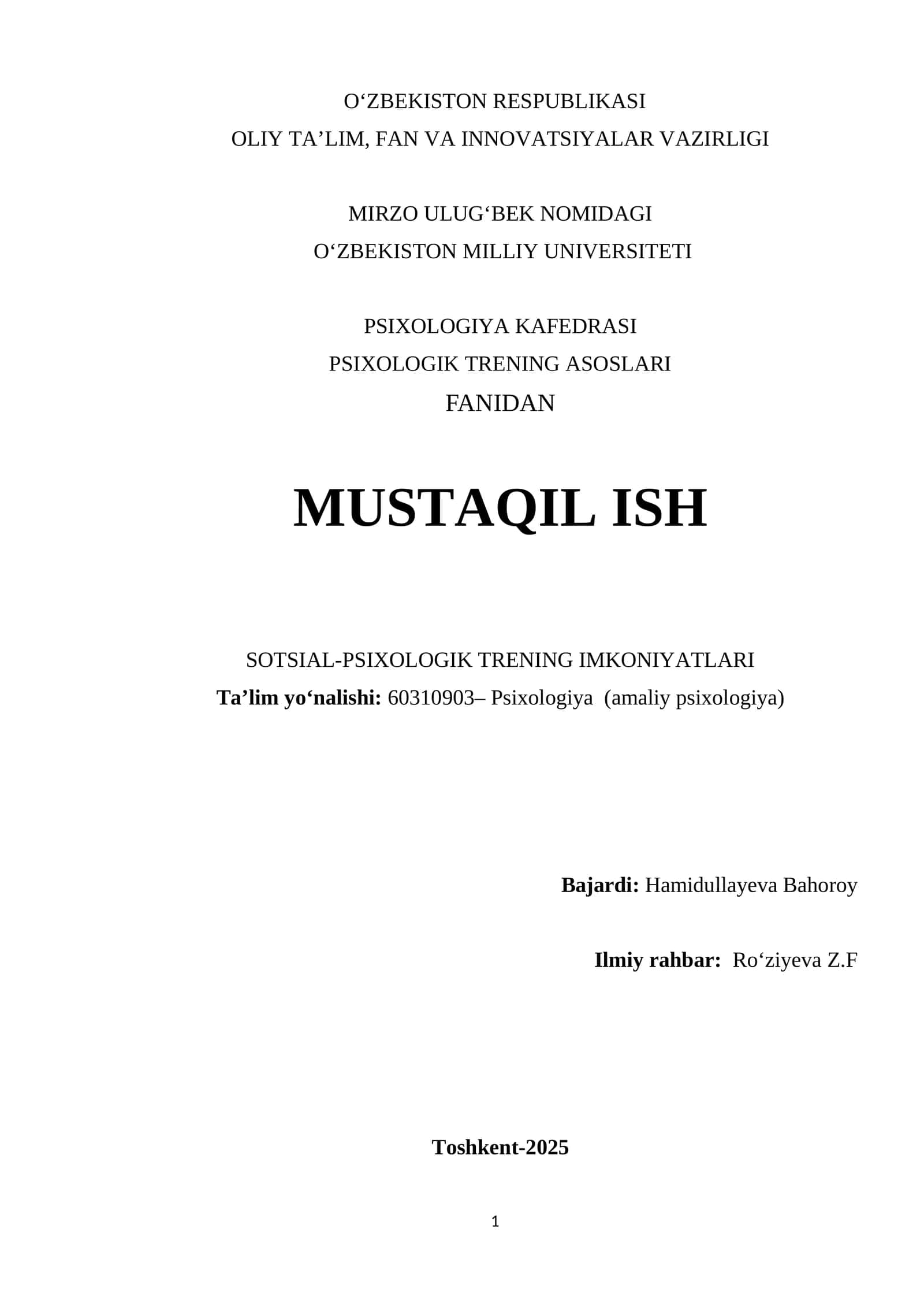Sotsial-psixologik treningning amaliy jihatlari