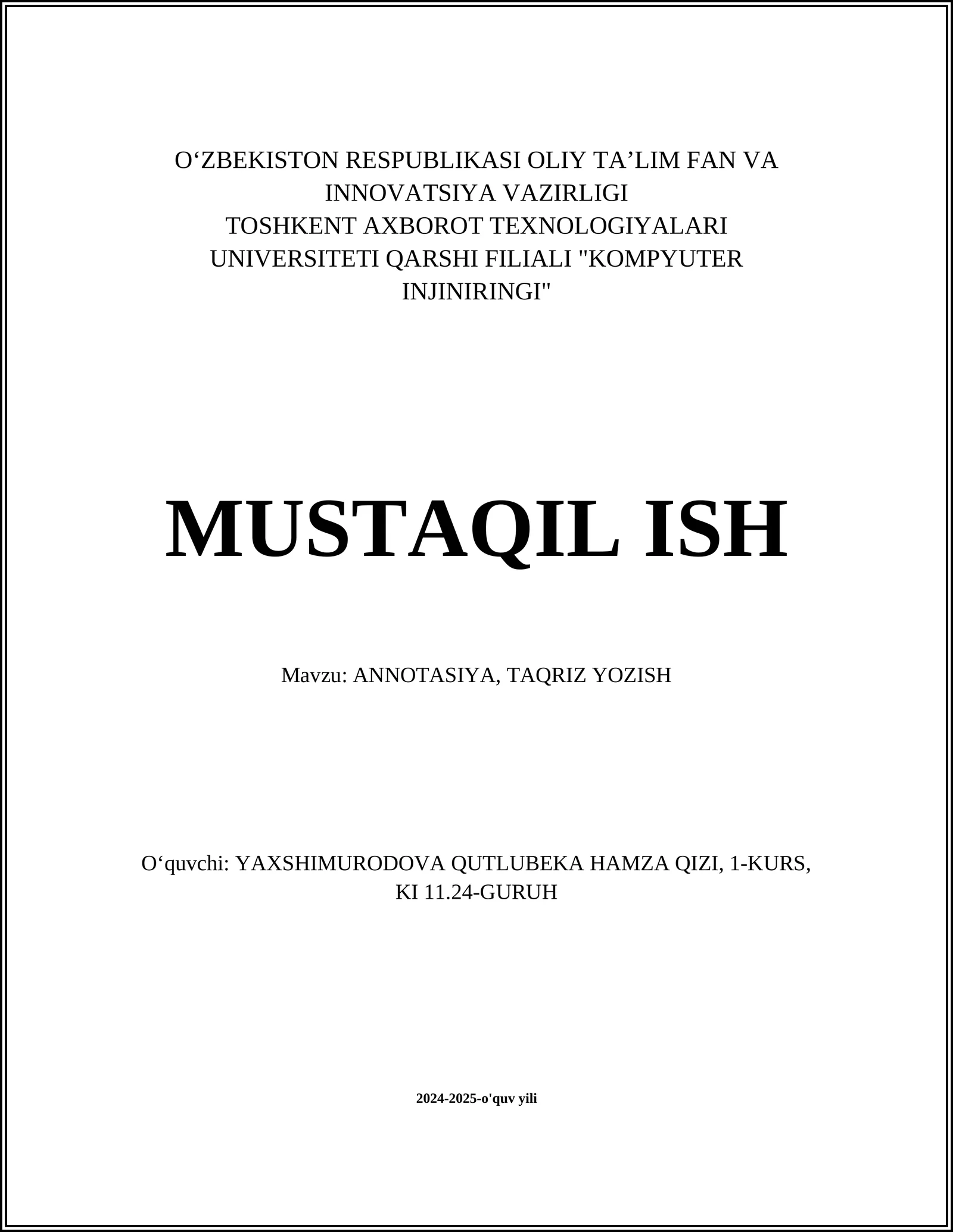 ANNOTASIYA, TAQRIZ YOZISH