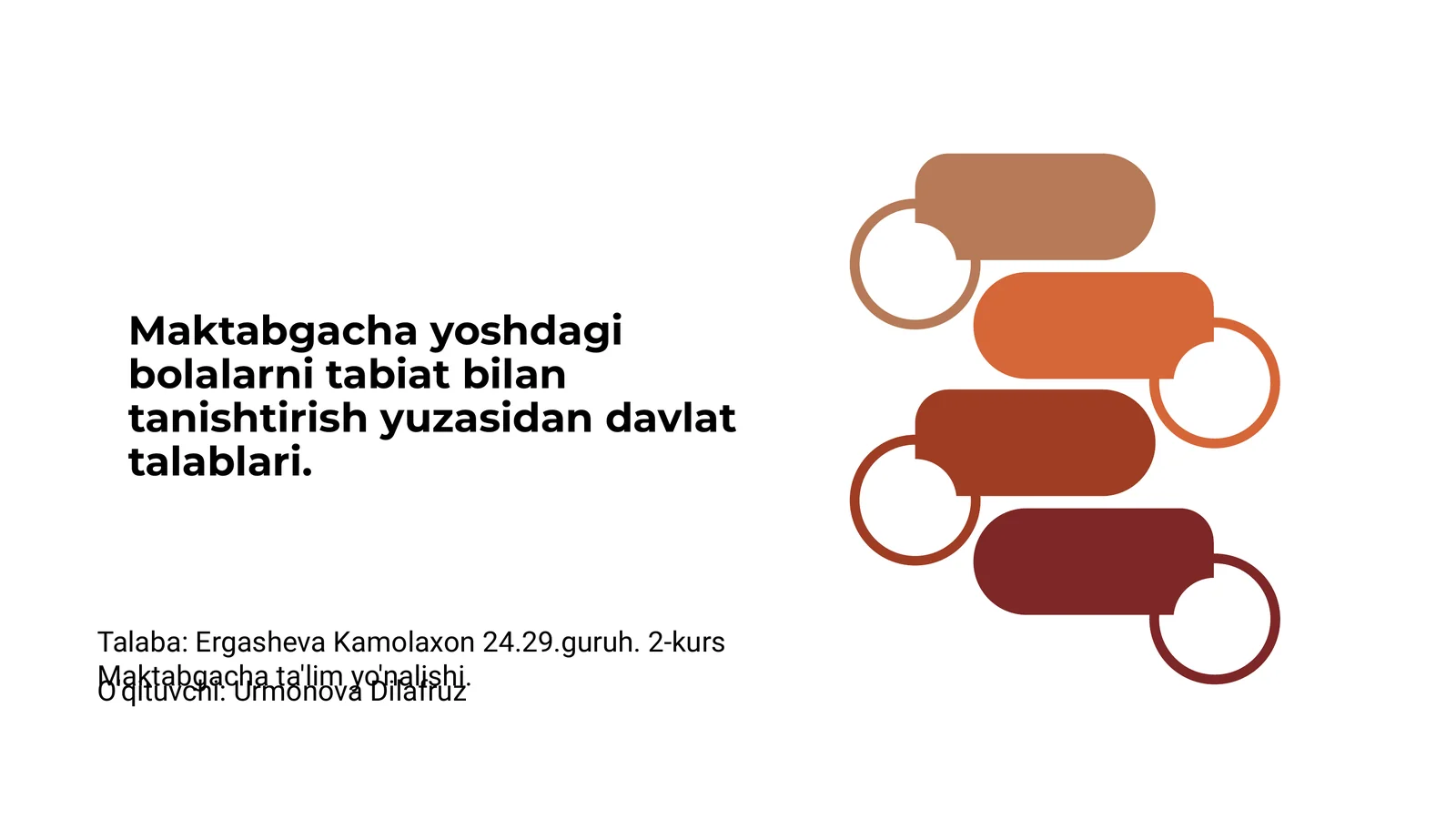 Maktabgacha yoshdagi bolalarni tabiat bilan tanishtirish yuzasidan davlat talablari