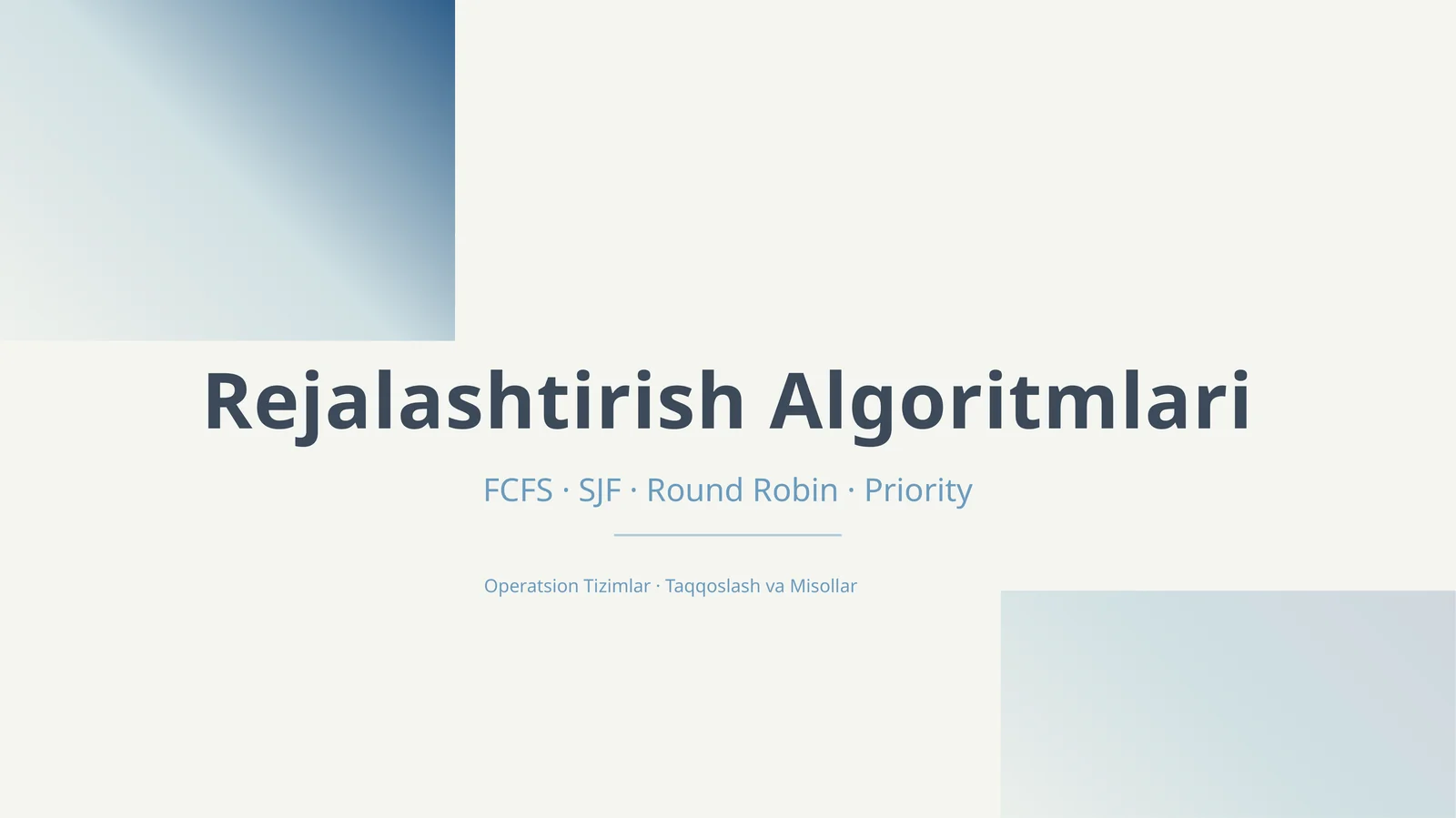 Rejalashtirish Algoritmlari