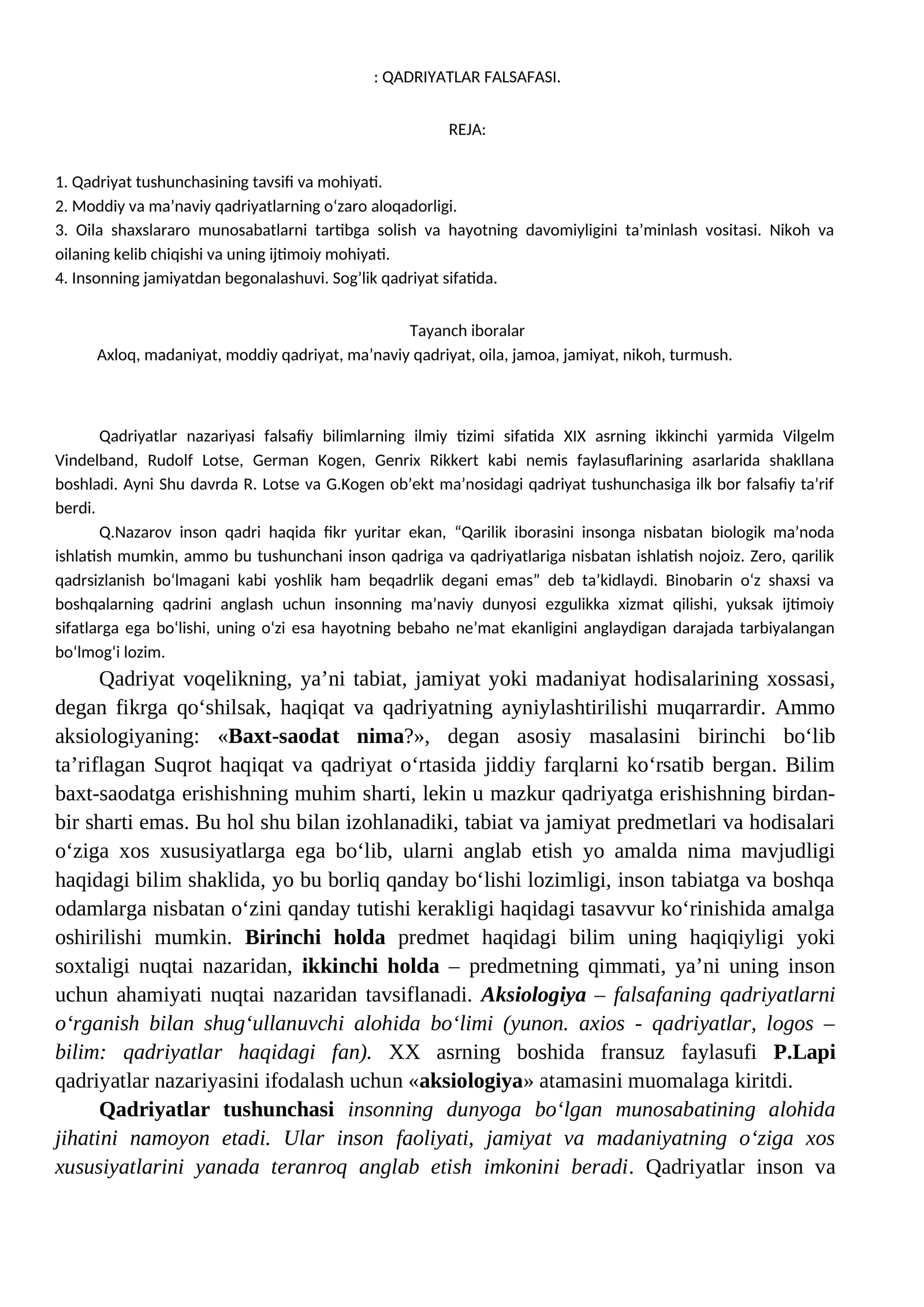 QADRIYATLAR FALSAFASI
