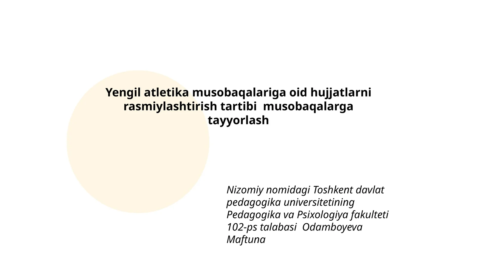 Yengil atletika musobaqalariga oid hujjatlarni rasmiylashtirish tartibi musobaqalarga tayyorlash
