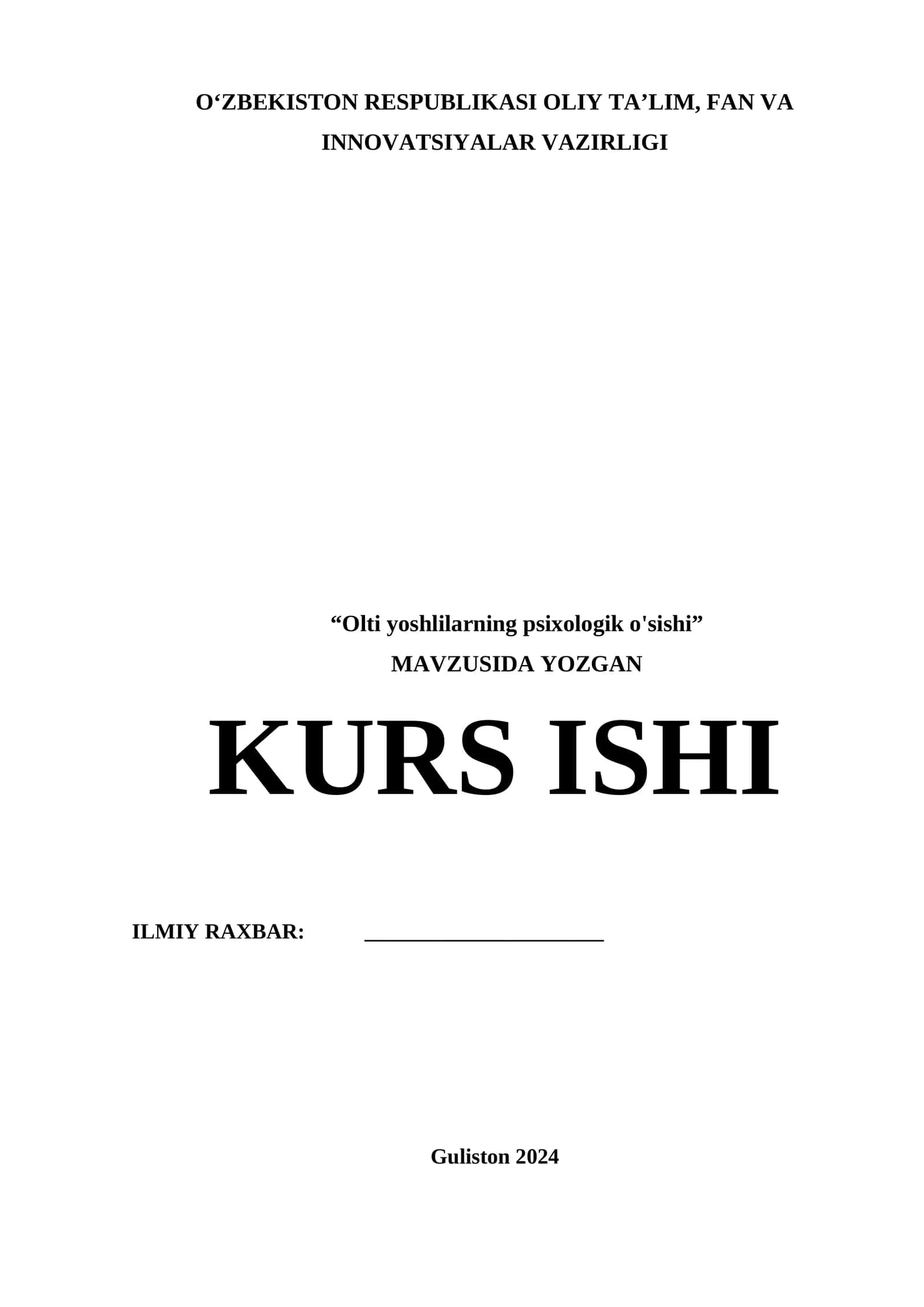 Olti yoshlilarning psixologik o'sishi