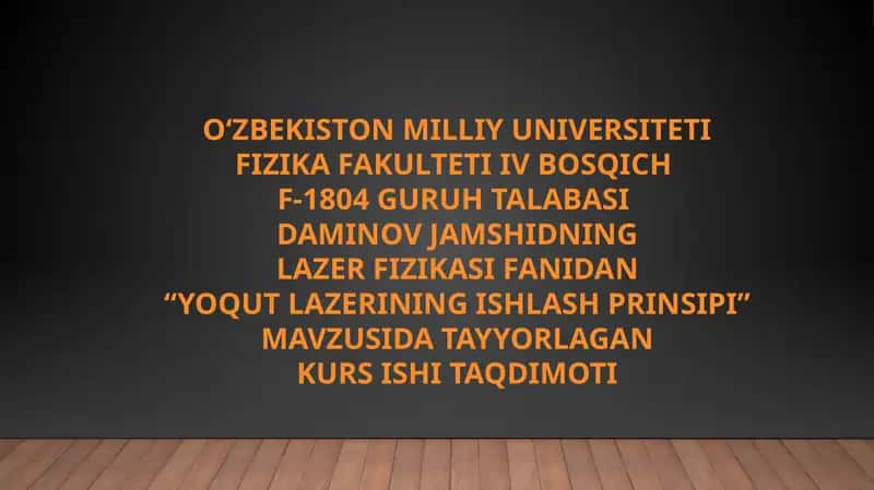 Yoqutlazerining ishlash prinsi