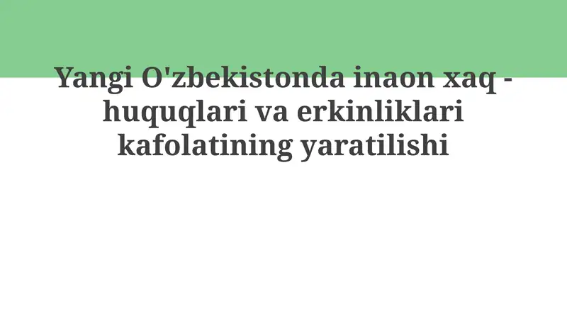 Yangi O'zbekistondagi inson huquqlari