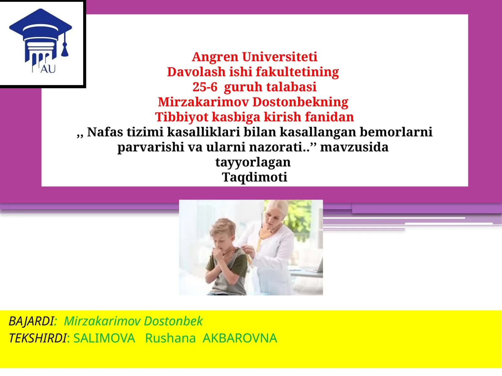 Mirzakarimov Dostonbek - Tibbiyot kasbi