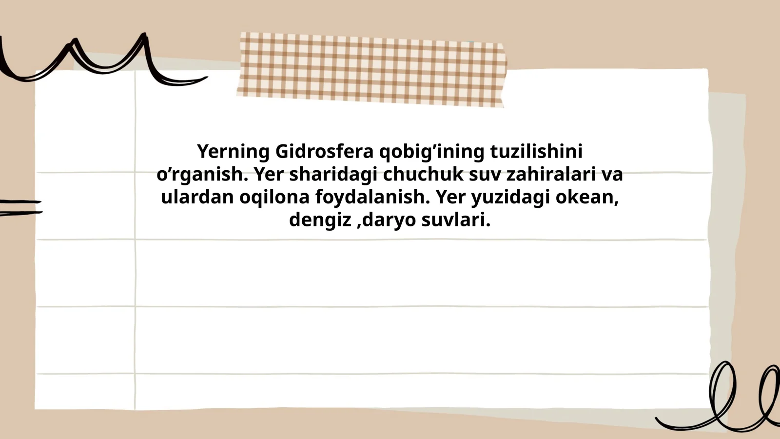 Yerning Gidrosfera qobig’ining tuzilishi