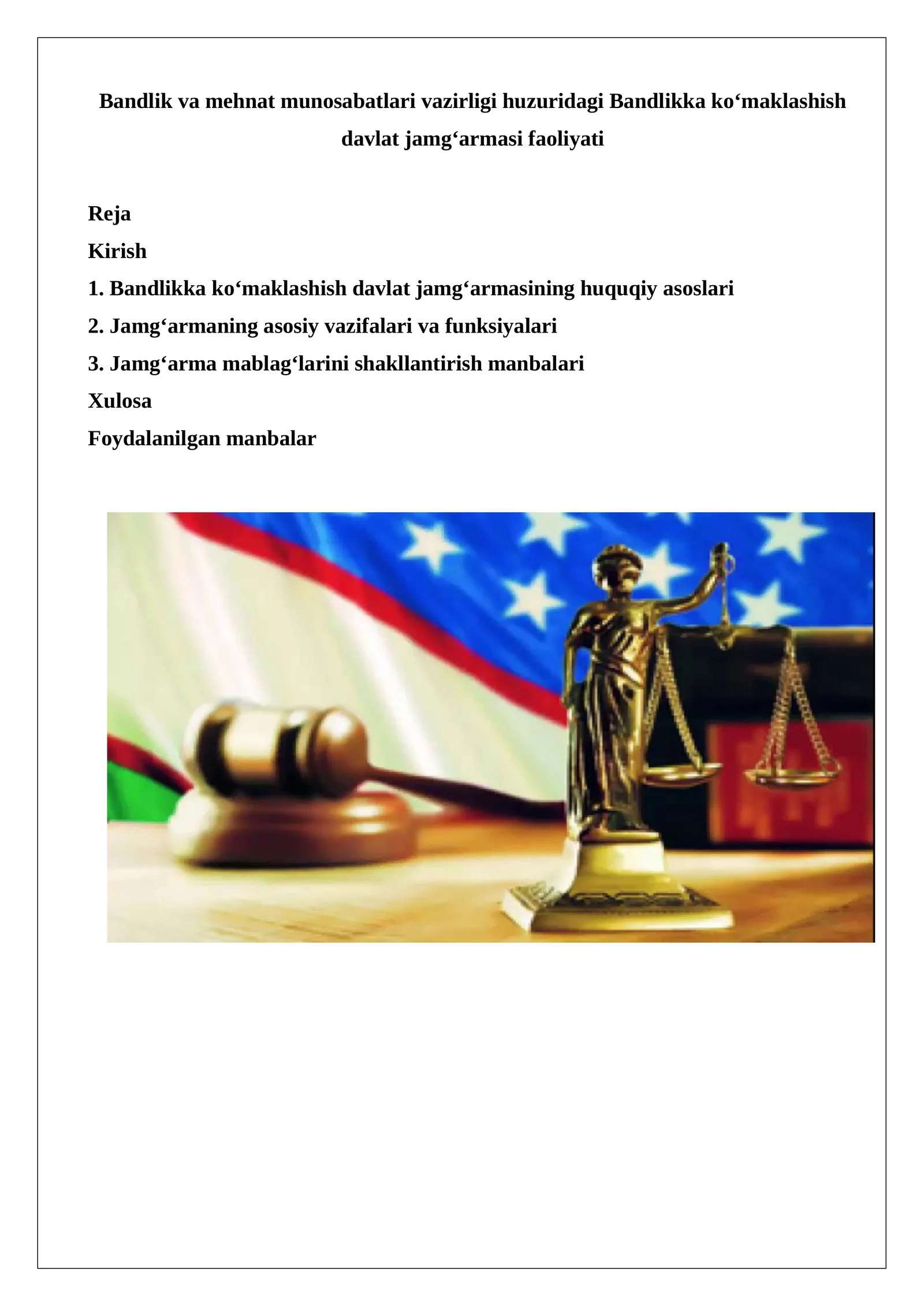 Bandlik va mehnat munosabatlari vazirligi huzuridagi Bandlikka ko‘maklashish davlat