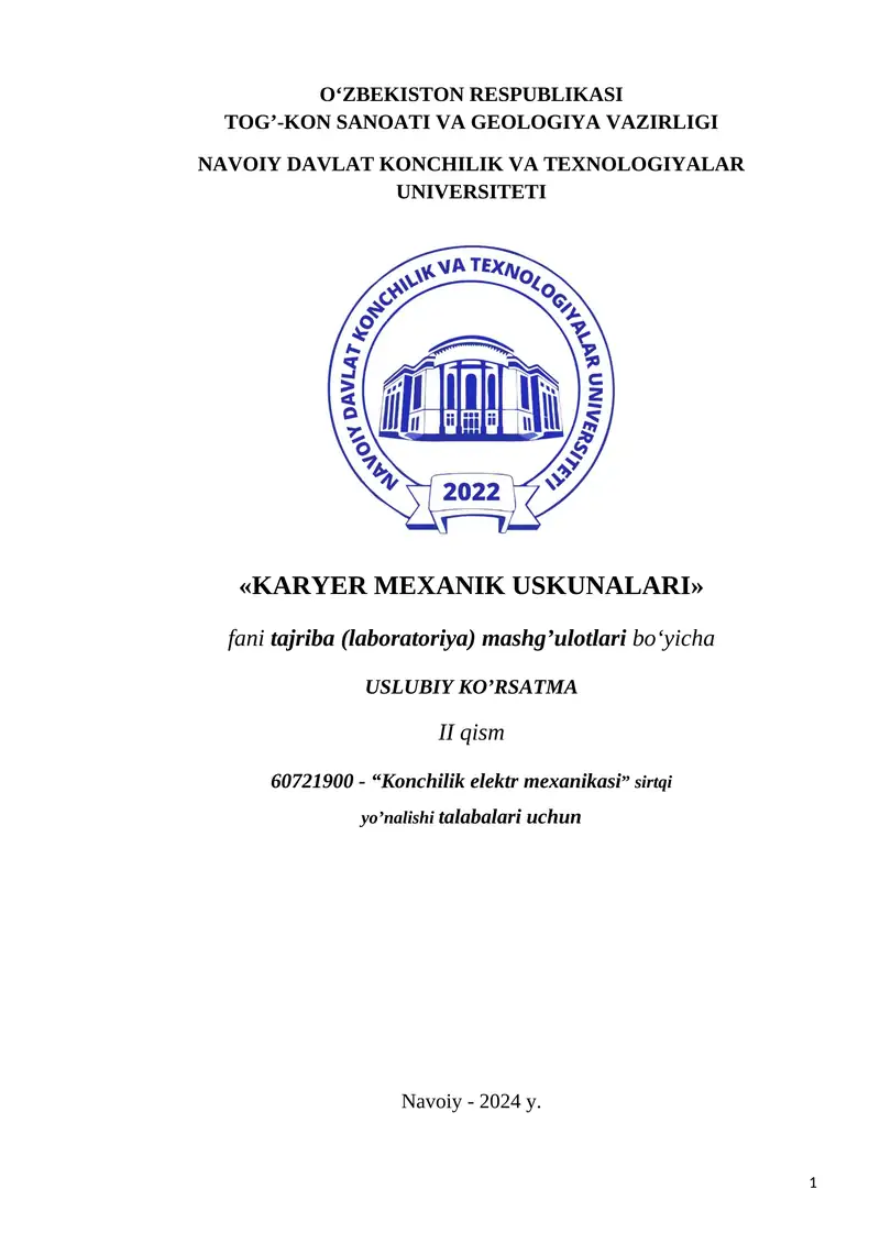KARYER MEXANIK USKUNALARI
