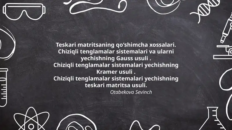 Teskari matritsaning qoʻshimcha xossalari