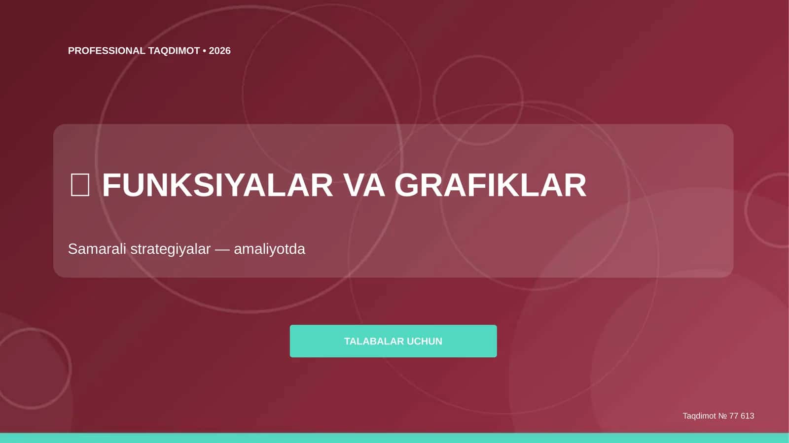 Funksiyalar va grafiklar: samarali strategiyalar (amaliyotda) [talabalar uchun]