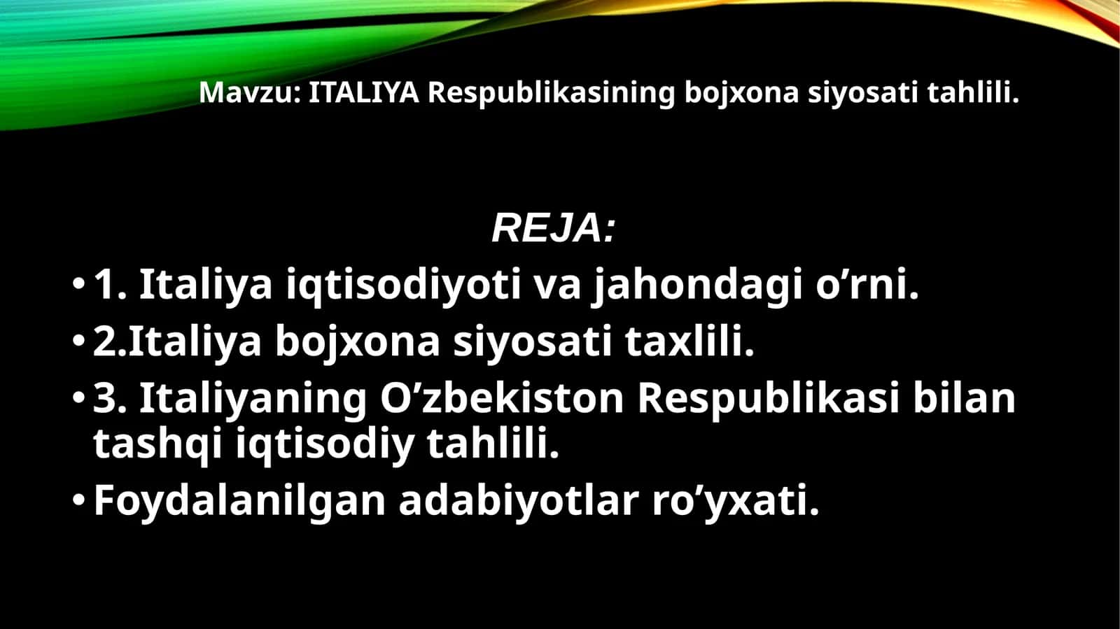 Italiya Respublikasining bojxona siyosati tahlili