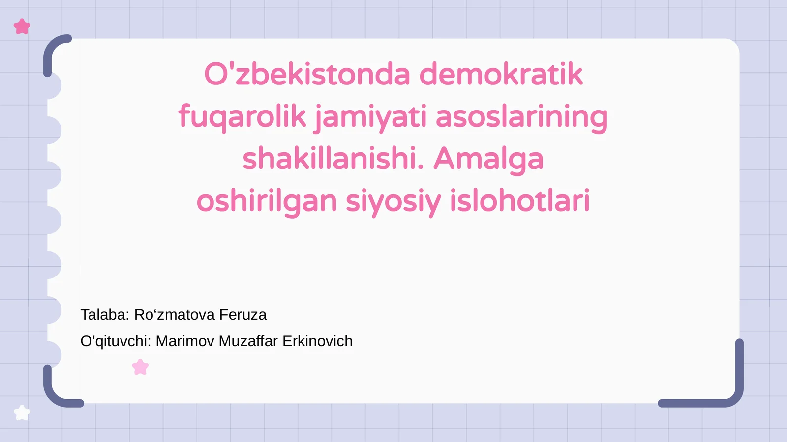 O'zbekistonda demokratik fuqarolik jamiyati asoslarining shakillanishi