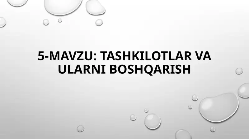 Tashkilotlar va ularni boshqarish