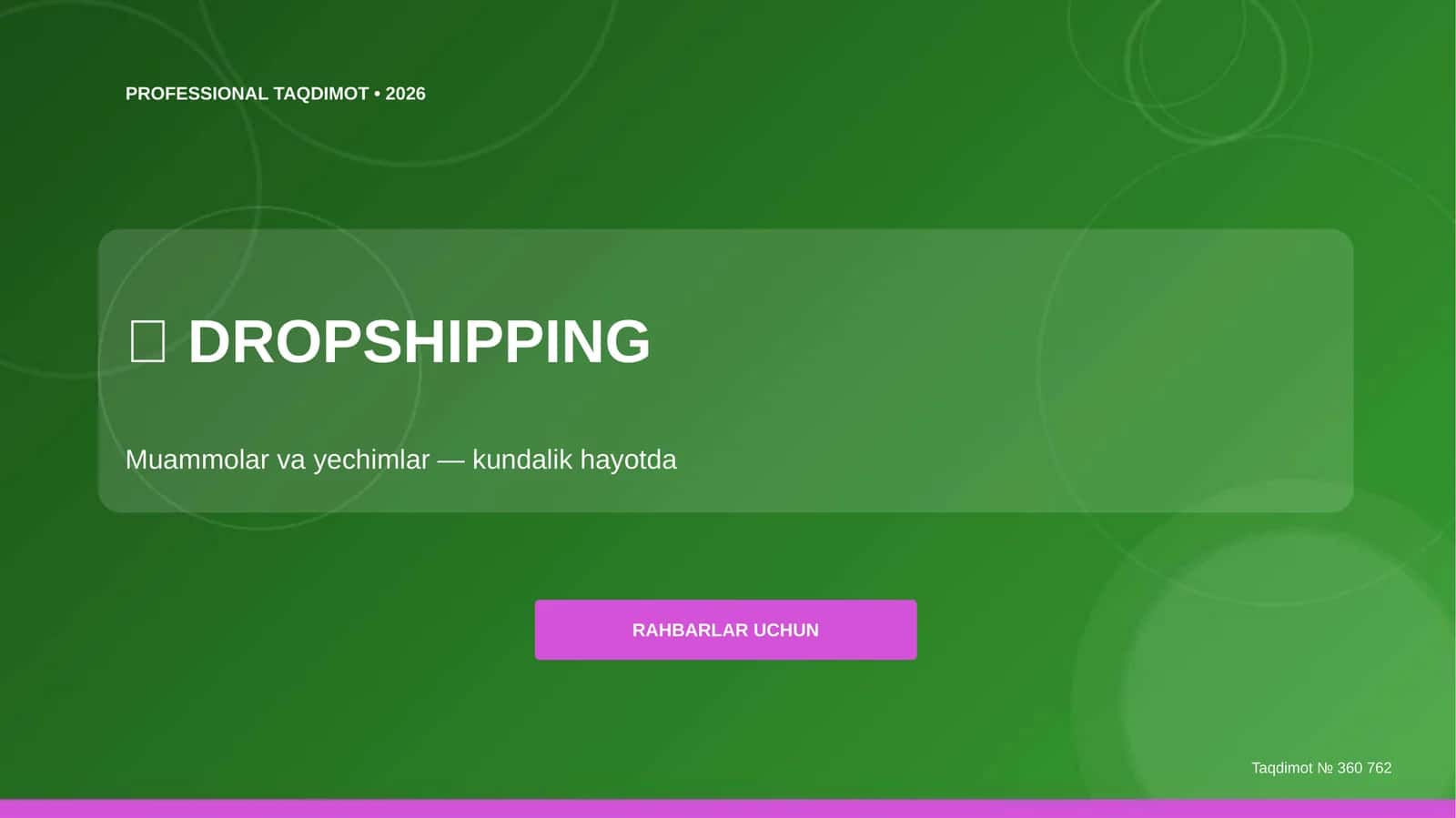 Dropshipping: muammolar va yechimlar (kundalik hayotda) [rahbarlar uchun]