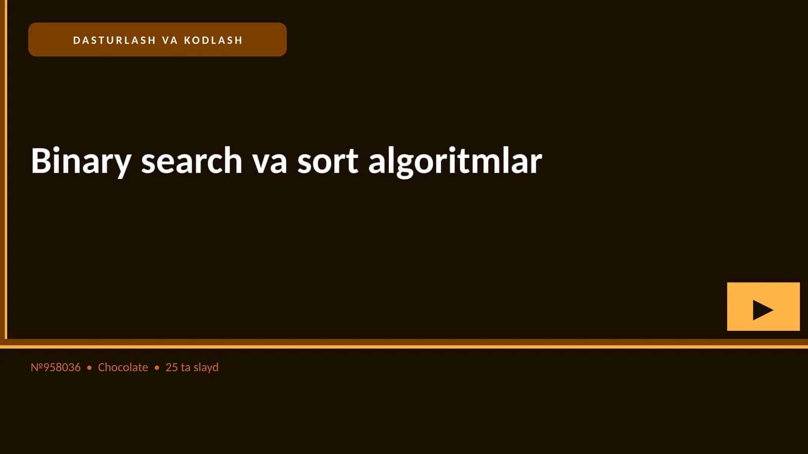 Binary search va sort algoritmlar
