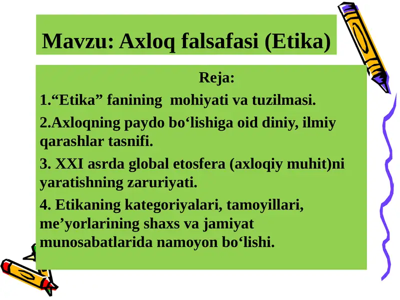 Axloq falsafasi (Etika)
