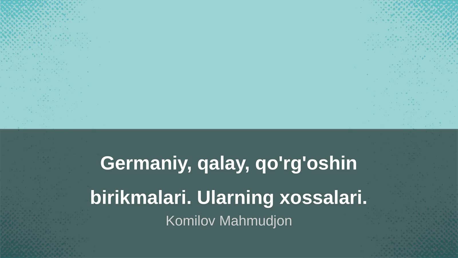 Germaniy, qalay, qo'rg'oshin birikmalari. Ularning xossalari