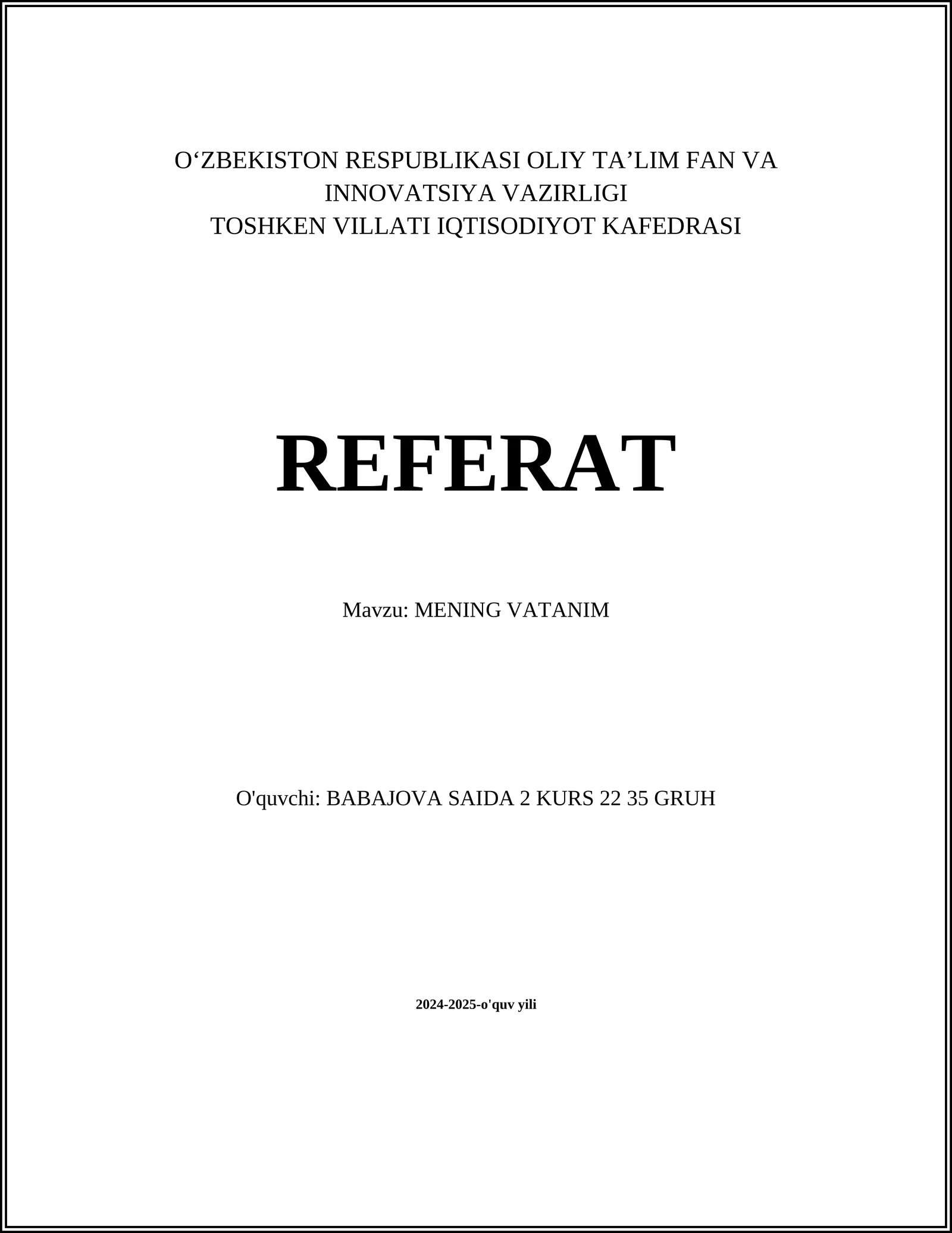Mening vatanim