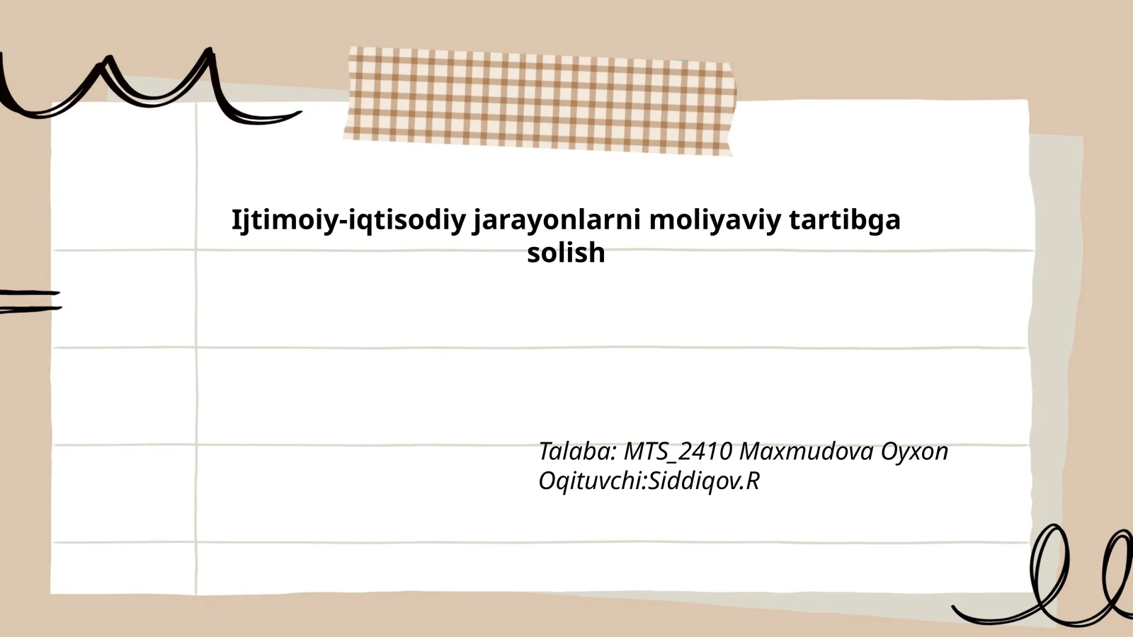 Ijtimoiy-iqtisodiy jarayonlarni moliyaviy tartibga solish
