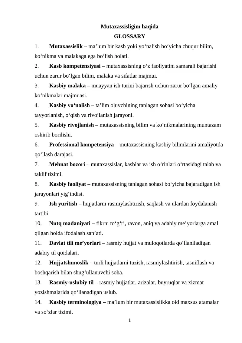 Mutaxassislik haqida