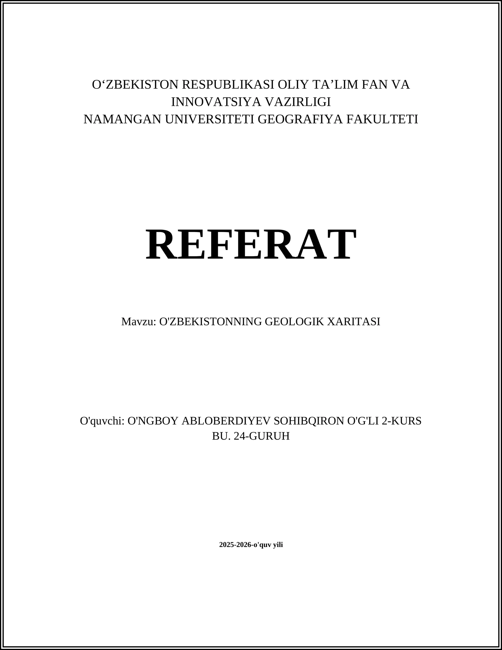 O'zbekistonning geologik xaritasi