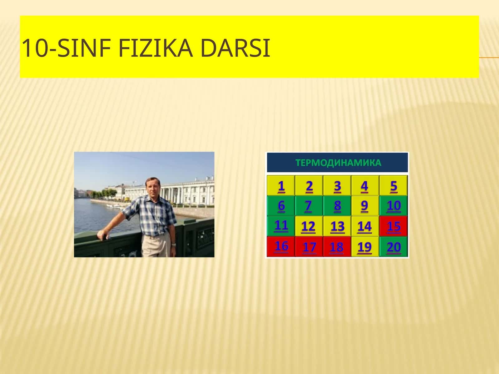 Fizika - Termodinamika bo'yicha bilim tekshiruvi (10-sinf)