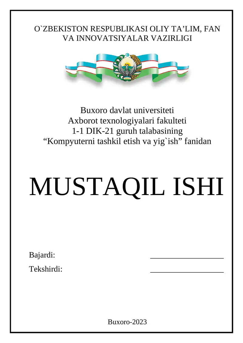 BIOS-da ishlash