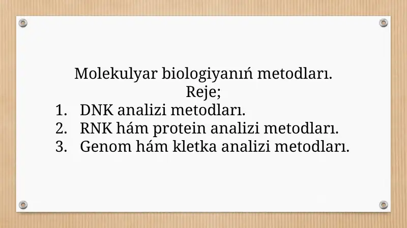 Molekulyar Biologiya Metodlari