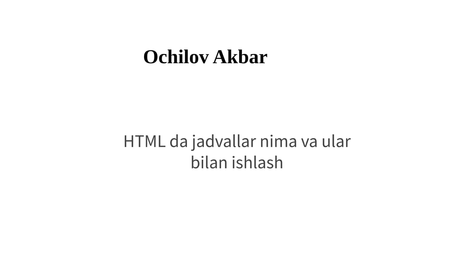 HTMLda Jadvallar