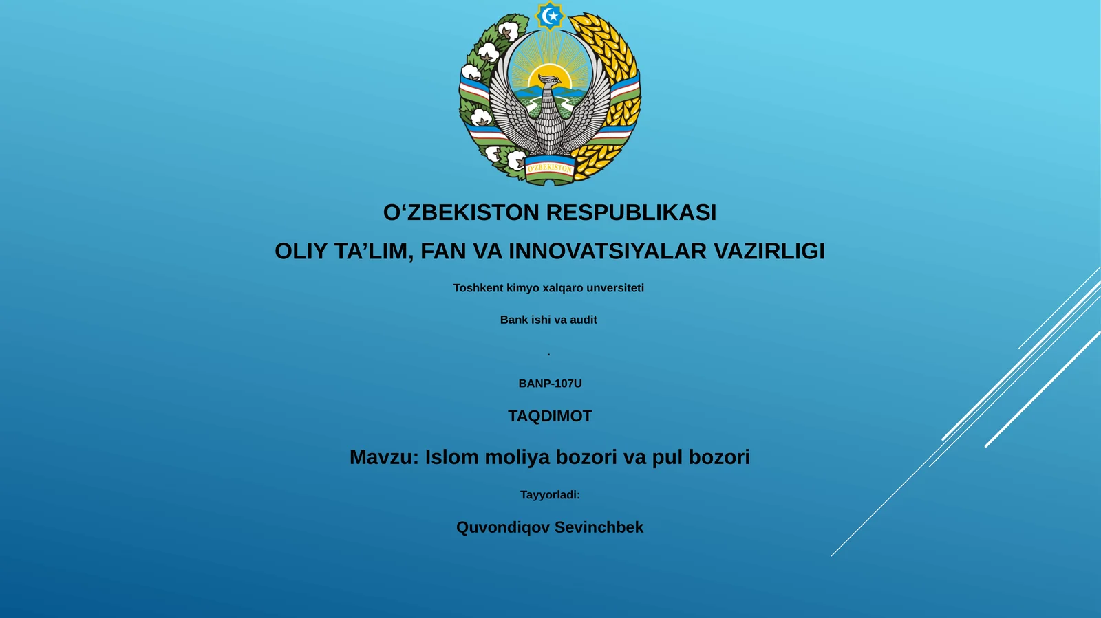 Islom moliya bozori va pul bozori