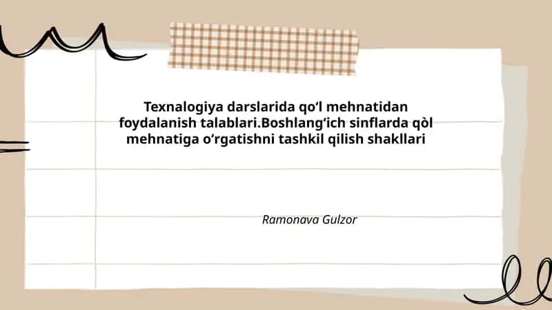 Qoʻl mehnati va uning boshlangʻich taʼlimdagi oʻrni