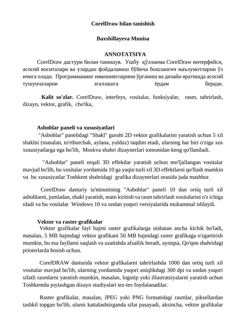 CorelDraw bilan tanishish