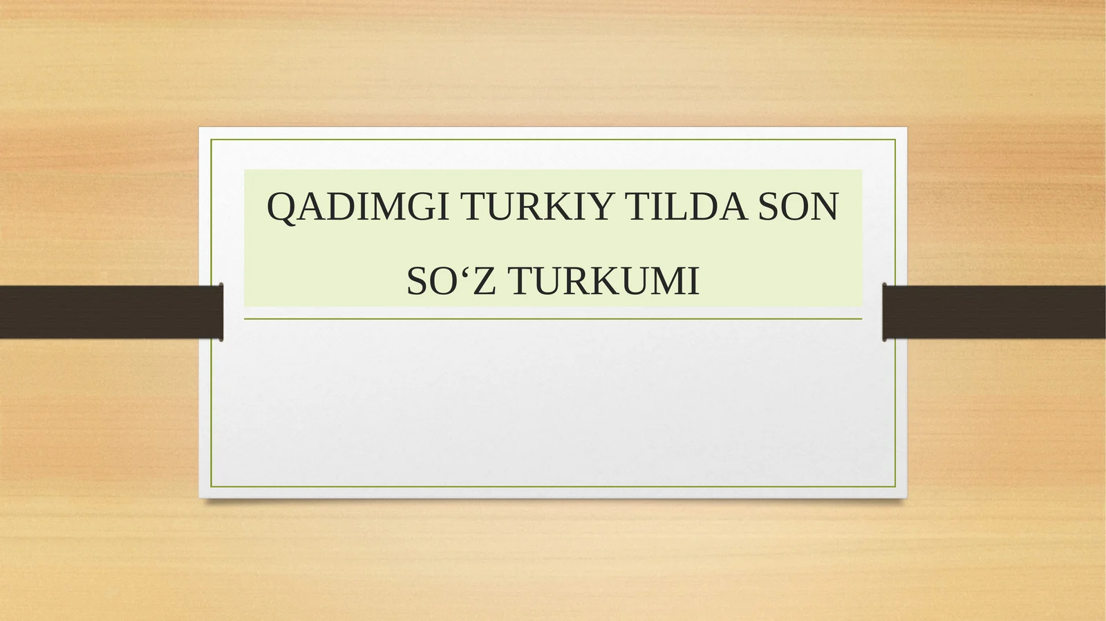 QADIMGI TURKIY TILDA SON SO‘Z TURKUMI