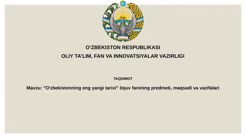 O'zbekistonning eng yangi tarixi