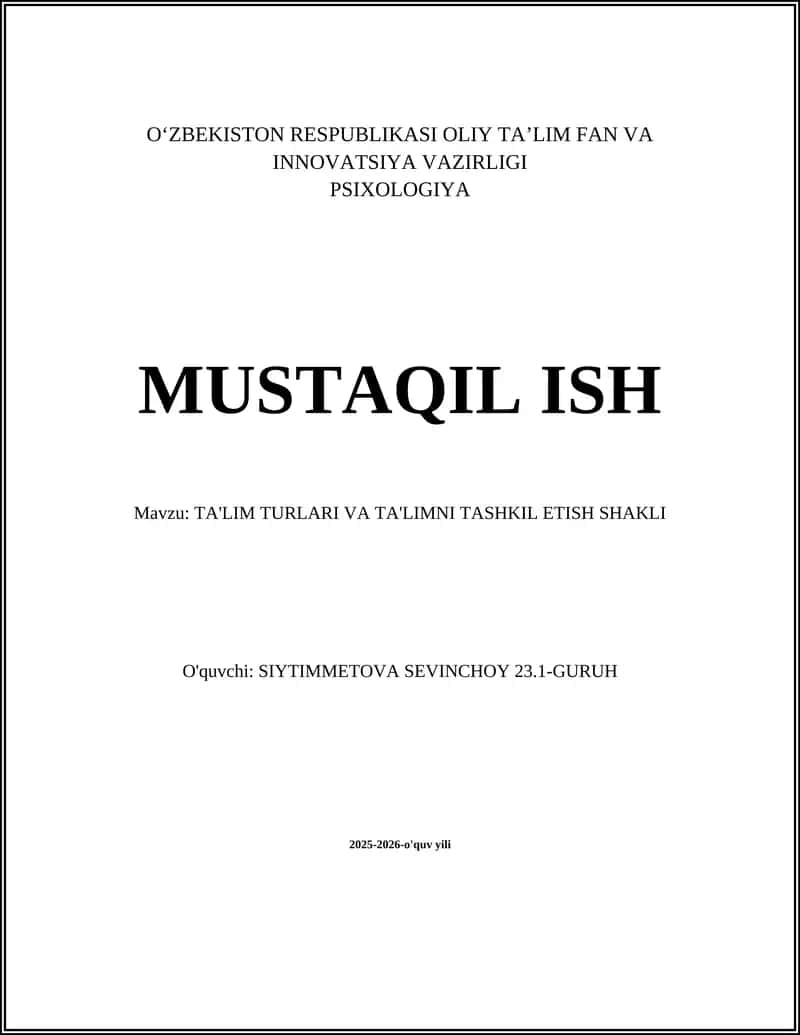 Formallashtirilgan (rasmiy) ta'lim tizimi