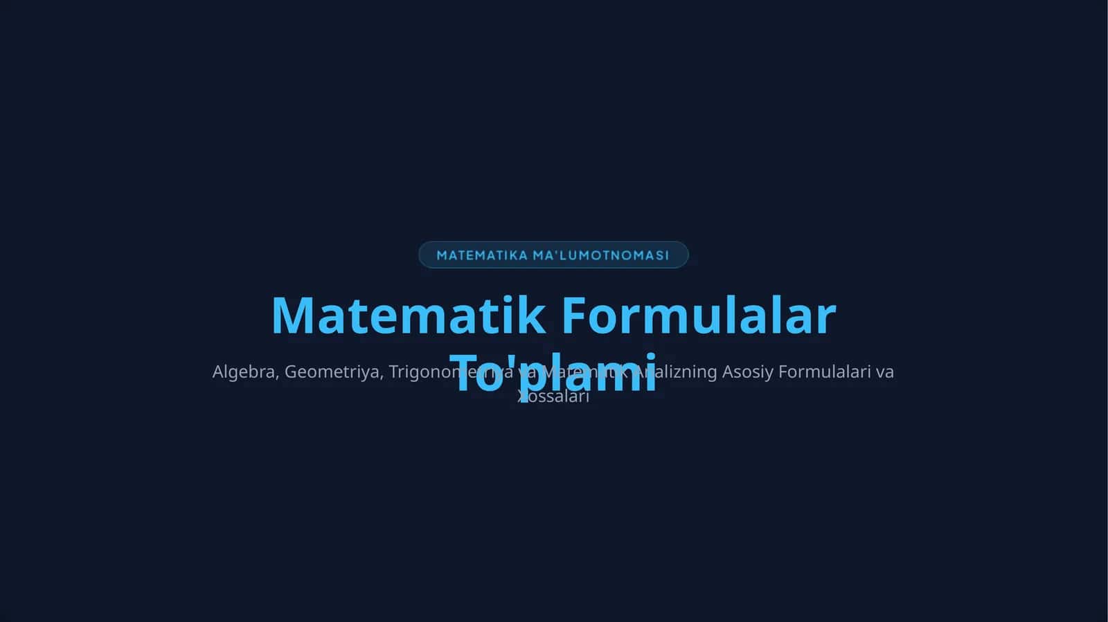 Matematik Formulalar To'plami