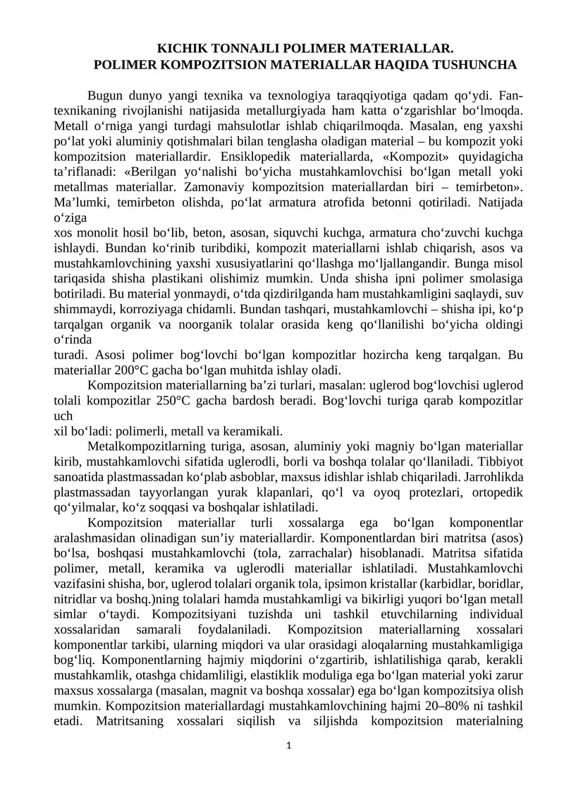 Polimer kompozitsion materiallar
