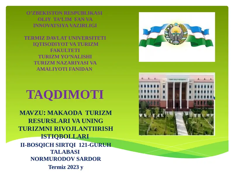 Makaoda Turizm Resurslari Va Uning Turizmni Rivojlantirish Istiqbollari