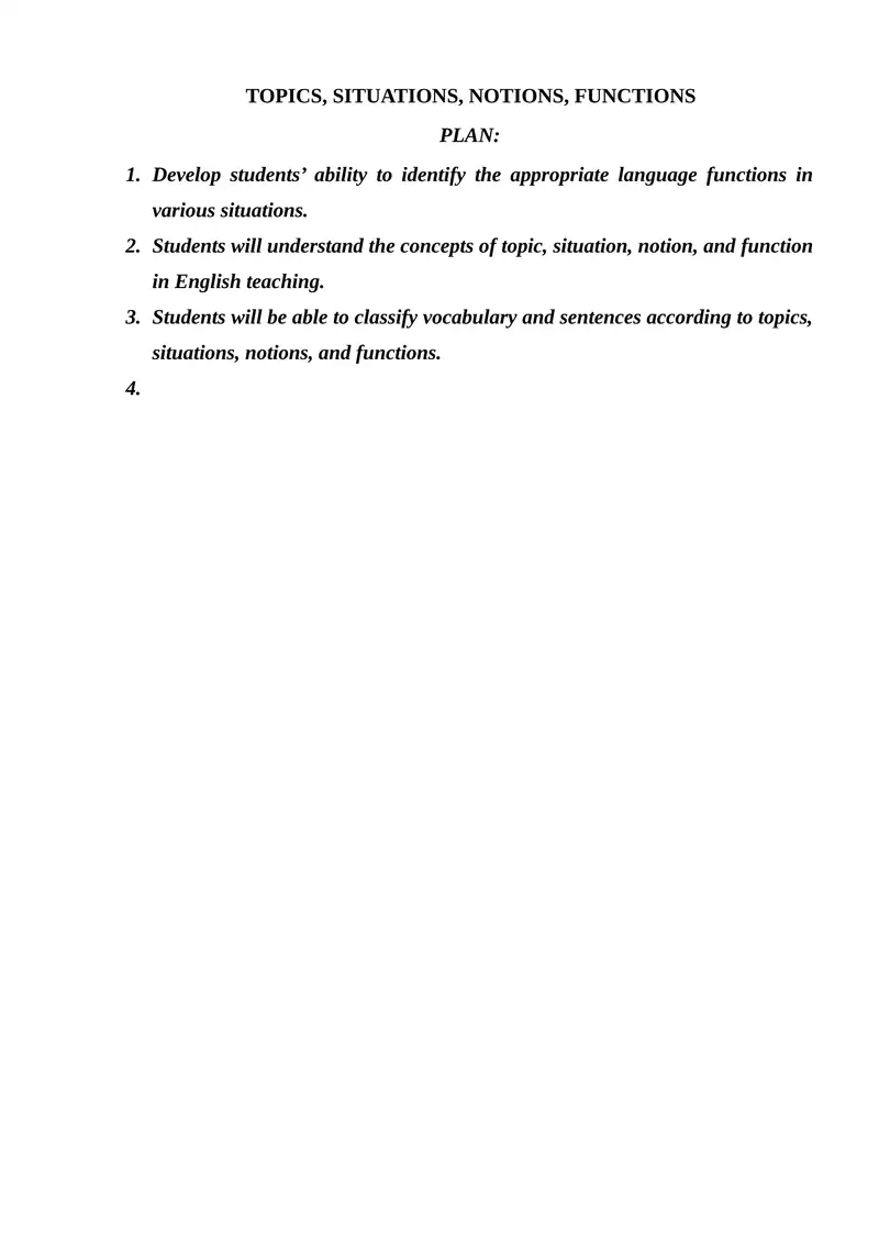 TOPICS, SITUATIONS, NOTIONS, FUNCTIONS
