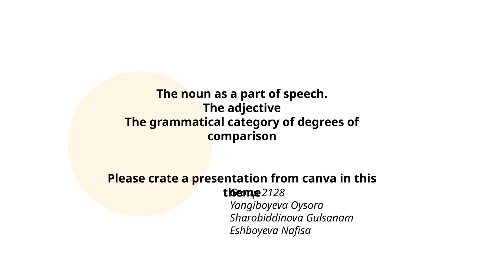 Presentation on Parts of Speech