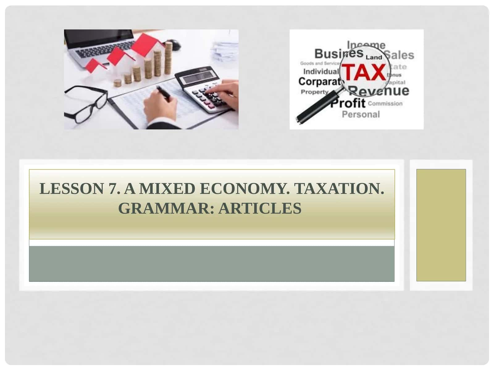 Lesson 7. AmixedEconomy. Taxation