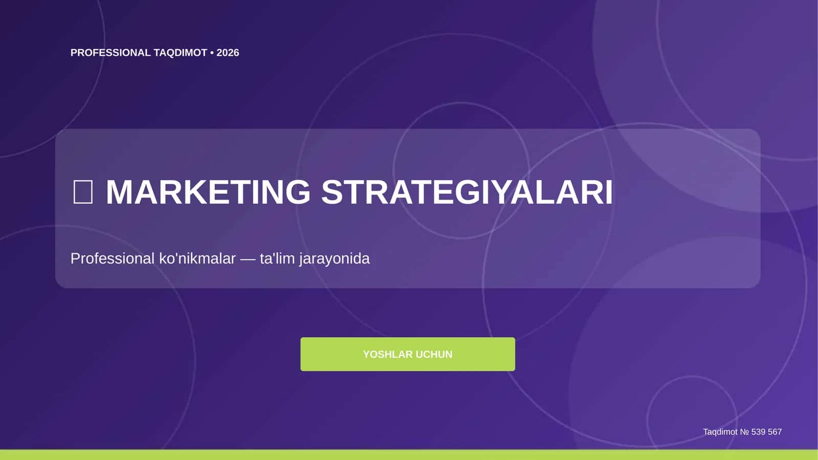 Marketing strategiyalari: professional ko'nikmalar (ta'lim jarayonida) [yoshlar uchun]