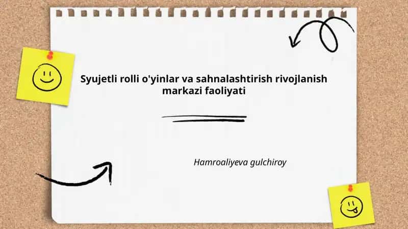 Syujetli rolli o'yinlar va sahnalashtirish rivojlanish markazi faoliyati