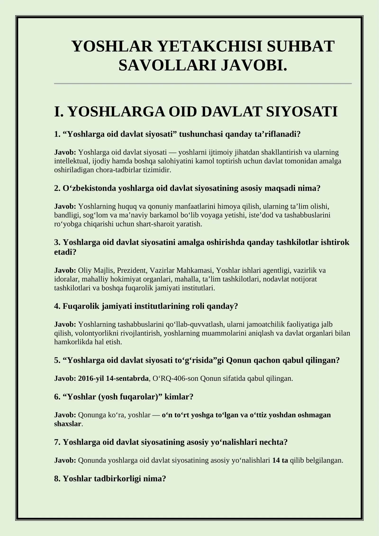 ARGOS YOSHLAR YETAKCHISI SUHBAT SAVOLLARIGA JAVOB 2026 (ASOSLARI BILAN)