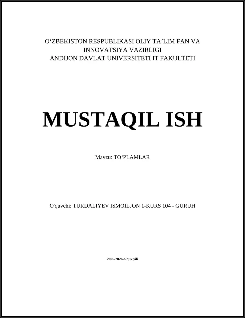TOʻPLAMLAR
