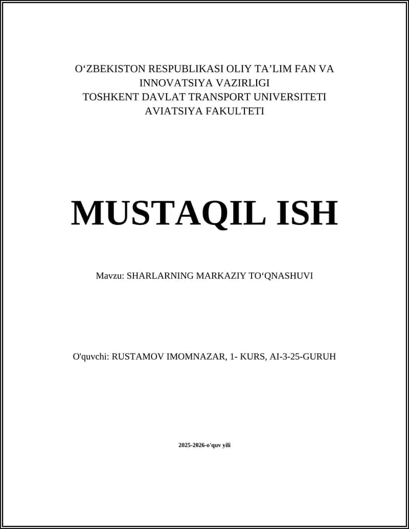 SHARLARNING MARKAZIY TOʻQNASHUVI
