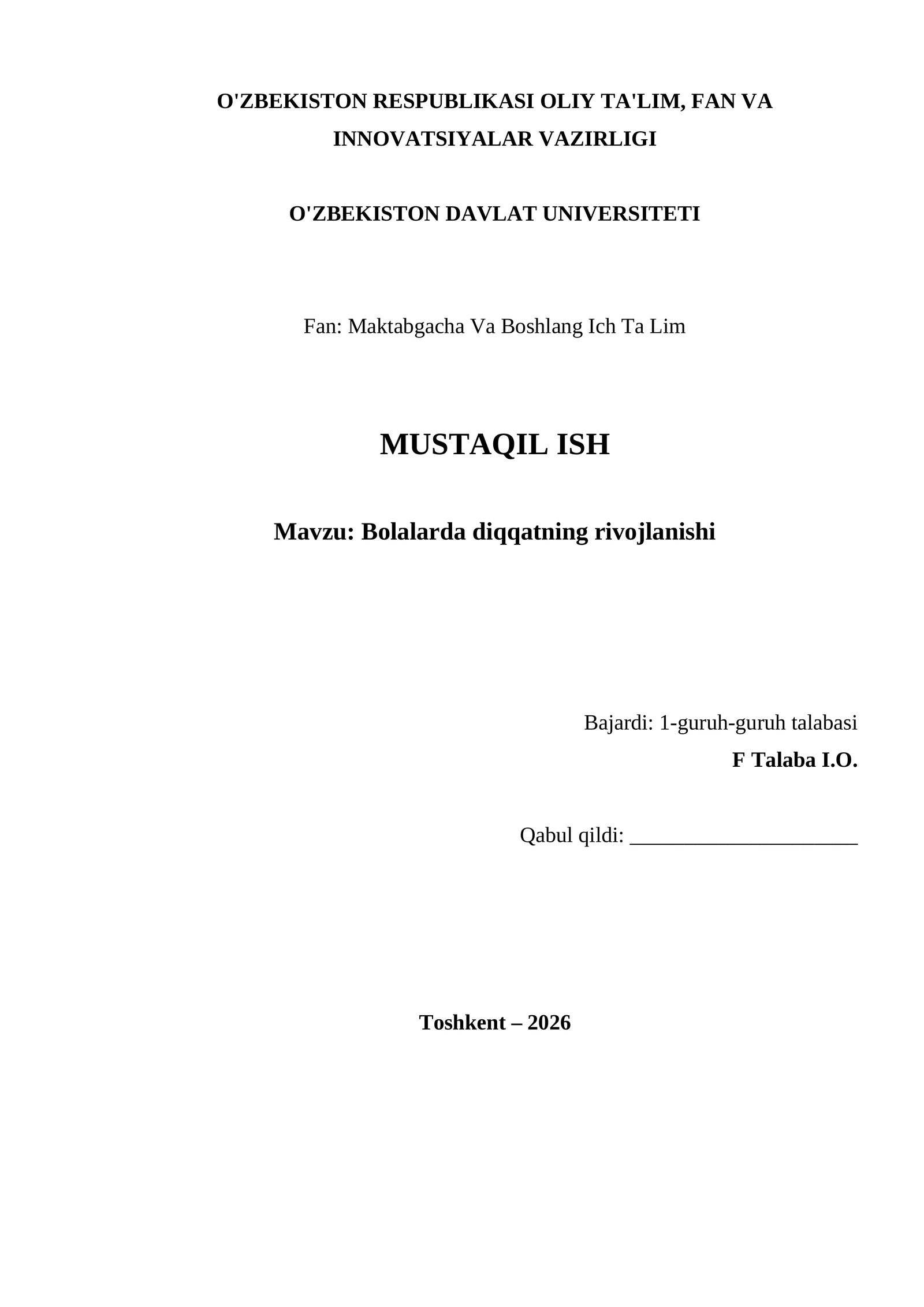 Bolalarda diqqatning rivojlanishi